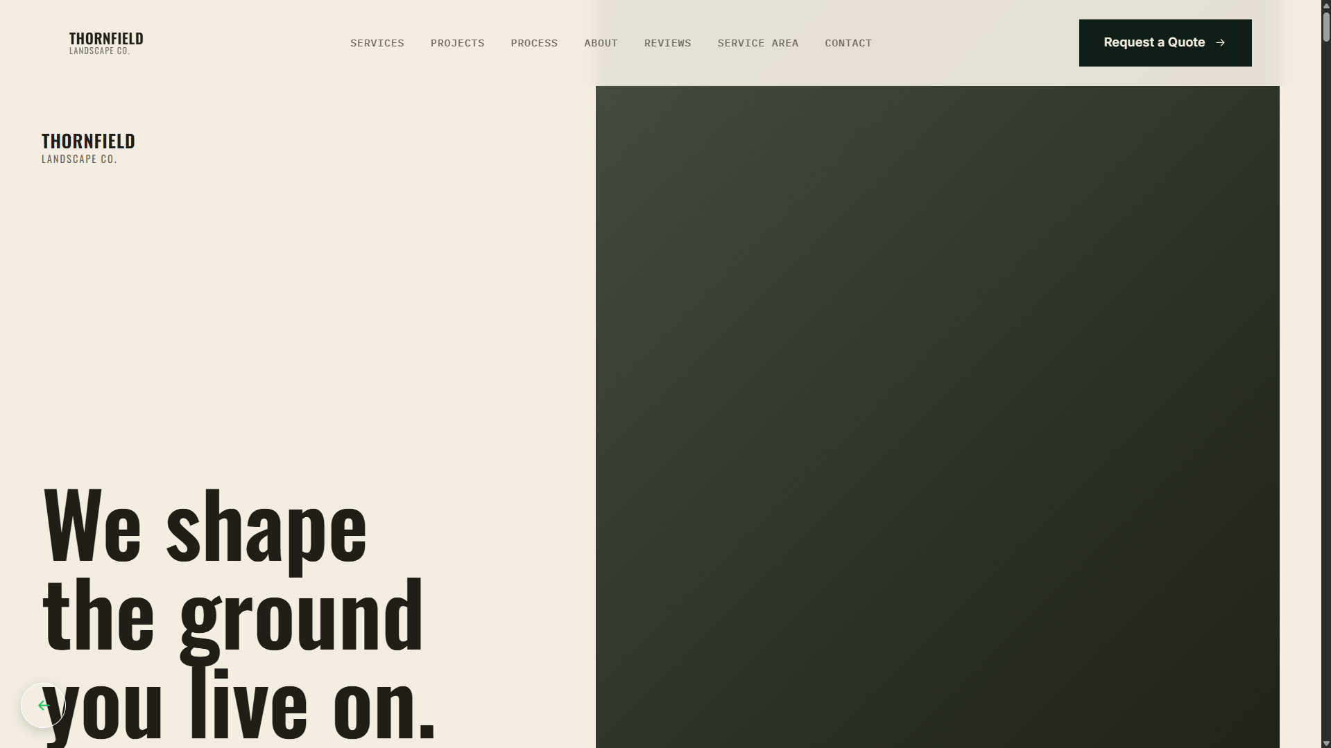 Screenshot of the Thornfield Landscape Co. demo website